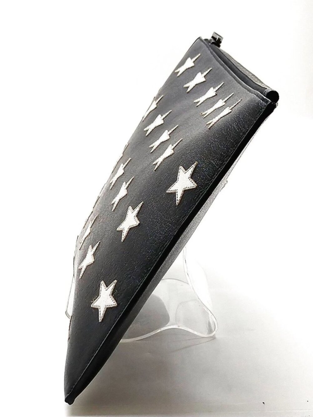 Authentic Saint Laurent Stars Clutch Black Leather Zip Pouch YSL Designer Bag - Picture 4 of 16